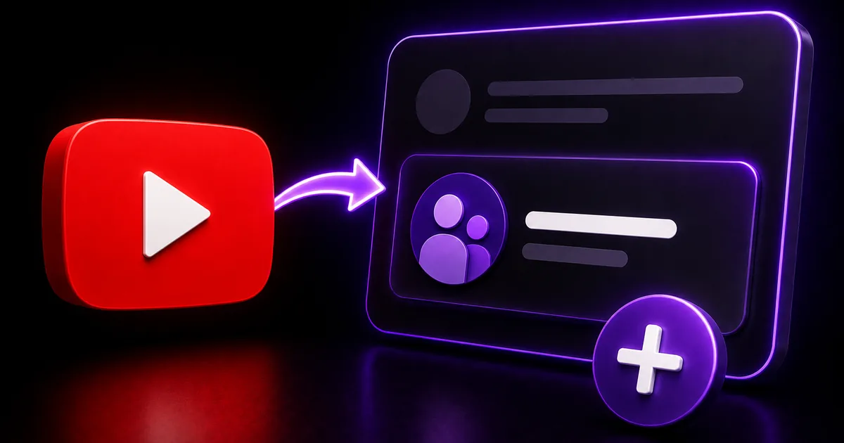 How to Feature Other Channels on Your YouTube Channel (2026 Guide) Featured image for the BoostHill guide on featuring other channels on YouTube — the red YouTube play button with an arrow pointing to a channel card and an add (plus) button