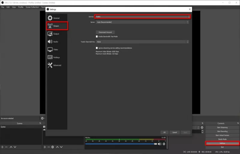 Connect Twitch Account with OBS Studio
