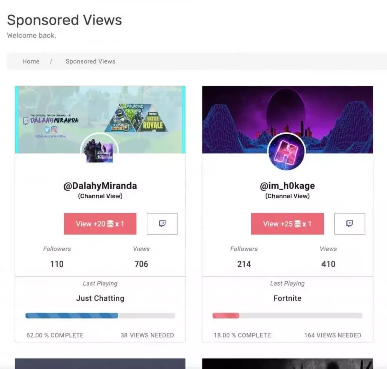 sponsored views on Twitch