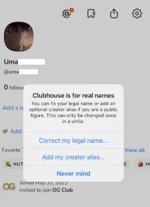 change your legal name on clubhouse
