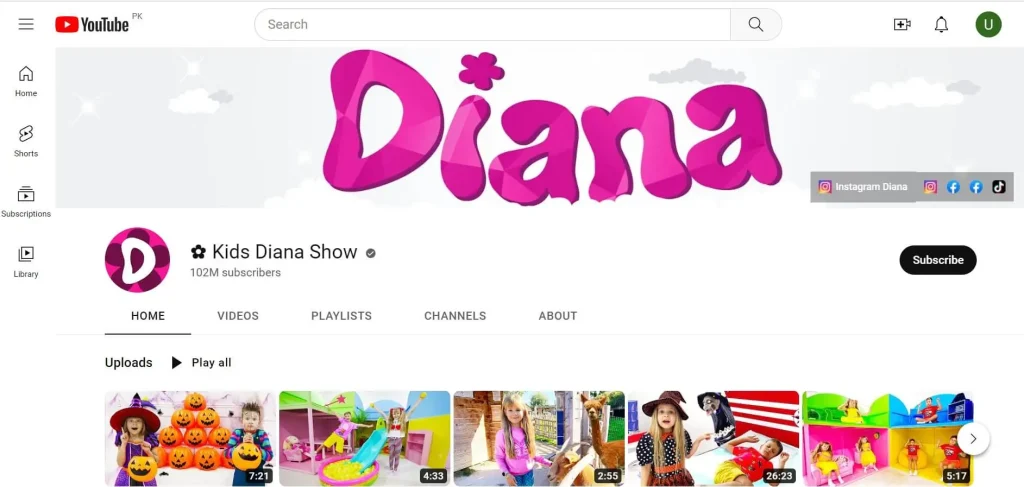 kids diana show subscribers