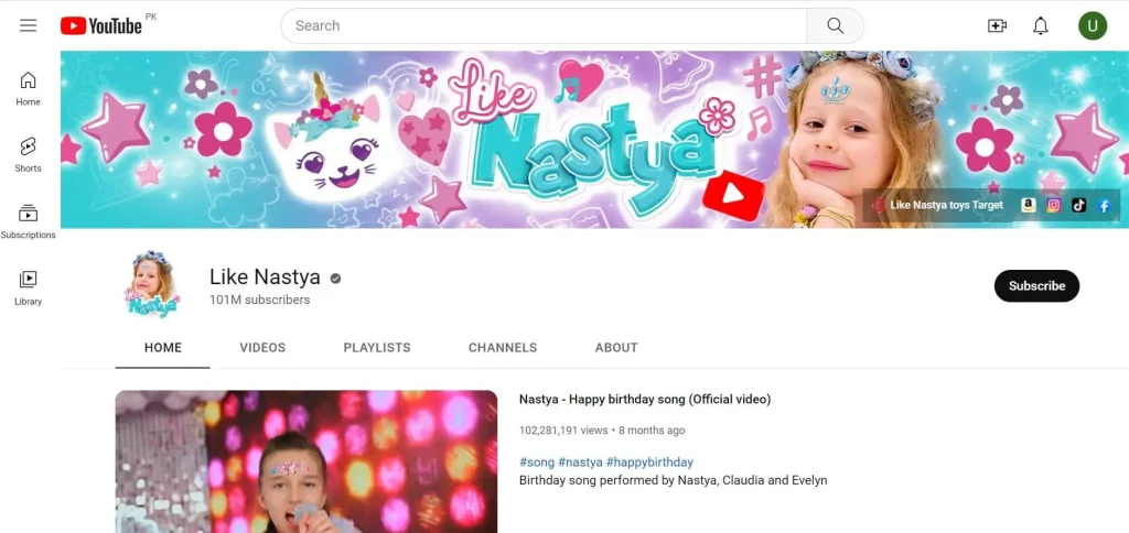 like nastya subscribers