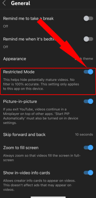turn restricted mode off