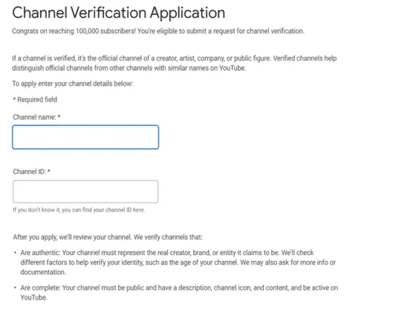 channel verification details