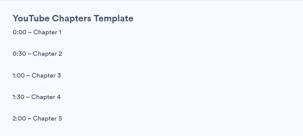 YouTube chapters template