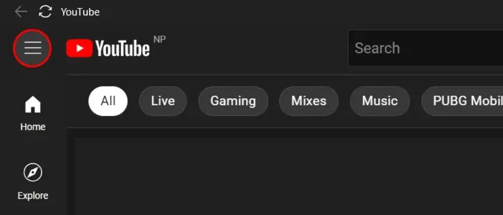 horizontal lines on the left corner of the YouTube dashboard
