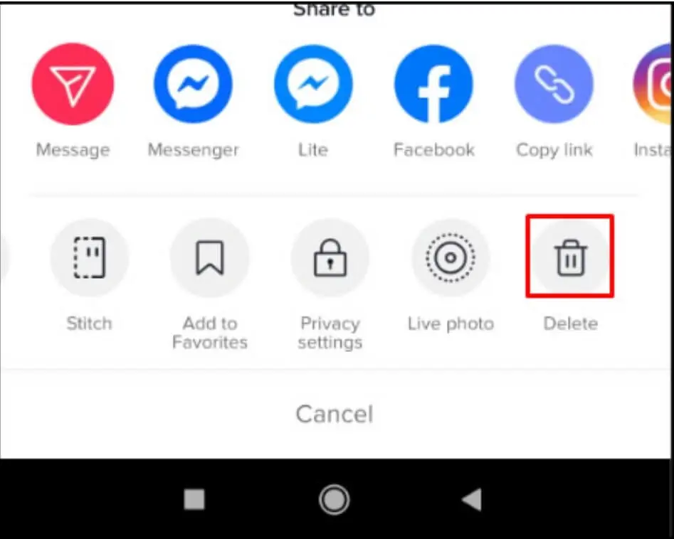 tap on delete icon