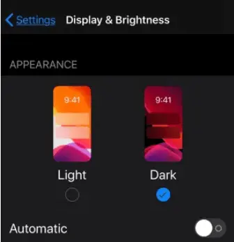 Select the dark mode