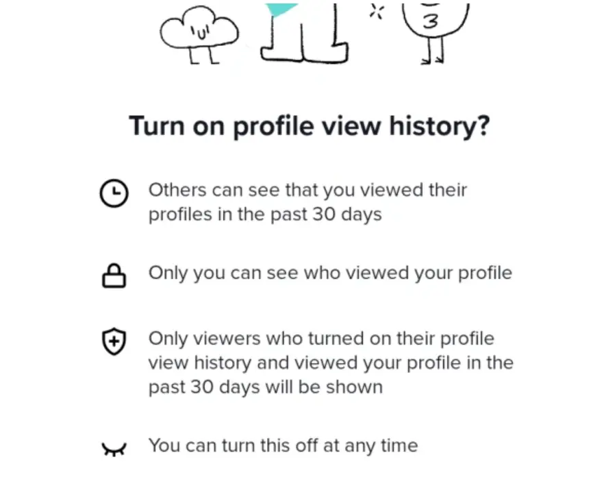 Turn on profile view history