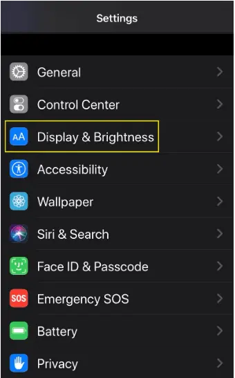 display and brightness settings