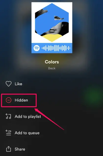 Tap on hidden option