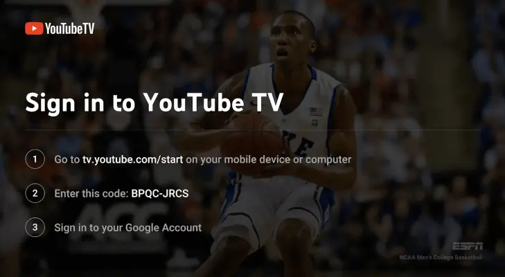 Sign in to YouTube TV