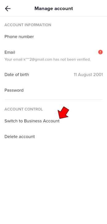 Switch To Business Account