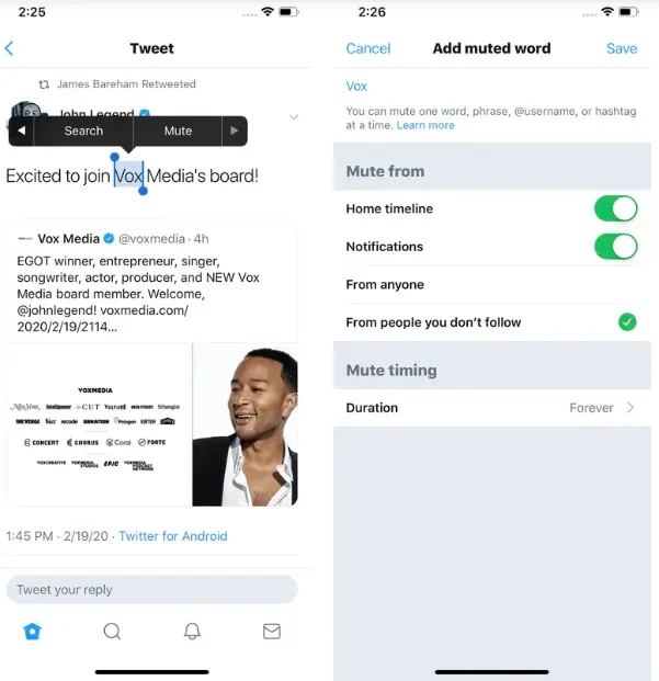 mute words or phrases from your Twitter timeline