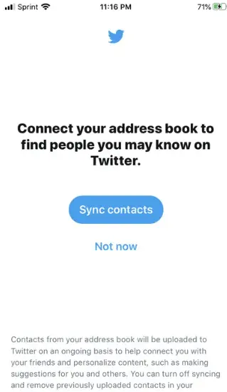 find contacts on Twitter