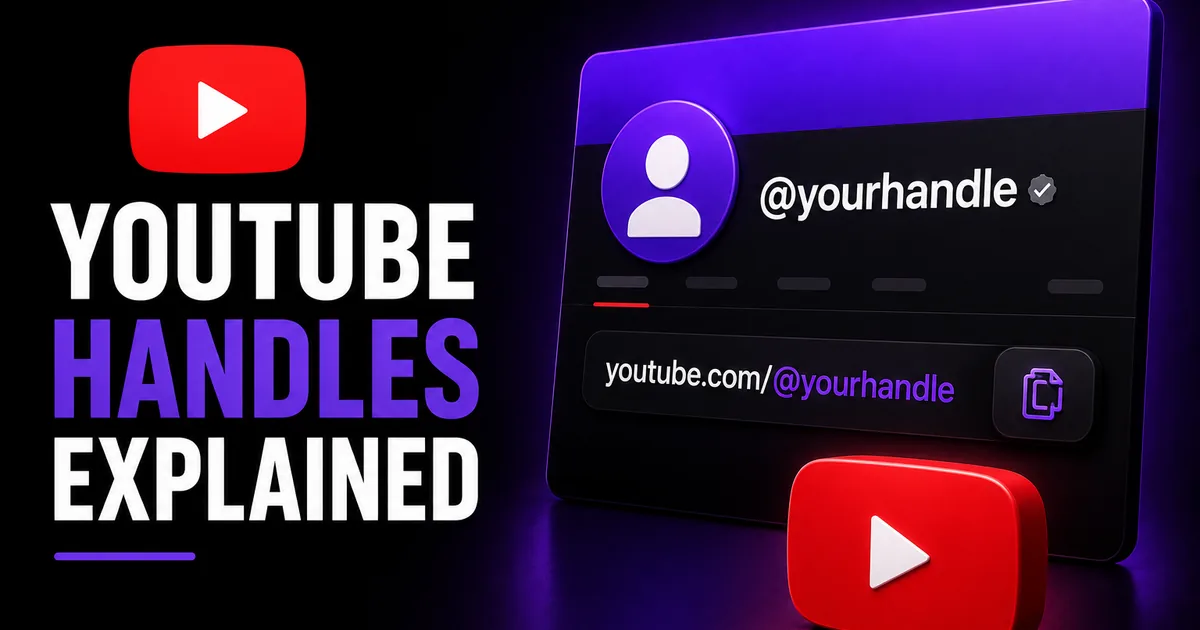 YouTube Handles Explained: How to Choose and Change Yours in 2026 Featured image for the BoostHill guide on YouTube handles — a profile card showing an @yourhandle username and youtube.com/@yourhandle URL beside the red YouTube play button